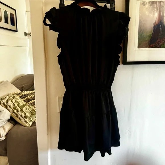 Steve Madden Prairie Dreams Satin V-Neck Ruffle Cap Sleeve Mini Blouson Dress S - Picture 6 of 16